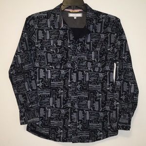 Paper Denim & Cloth guitar print button down 14/16
